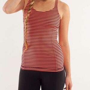 Lululemon Free To Be Orange & Navy Blue Striped Tank Top Size 8